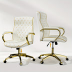 Executive Office Chair with Golden Frame for Swivel Seating and Workspace Mobility at Your Desk
