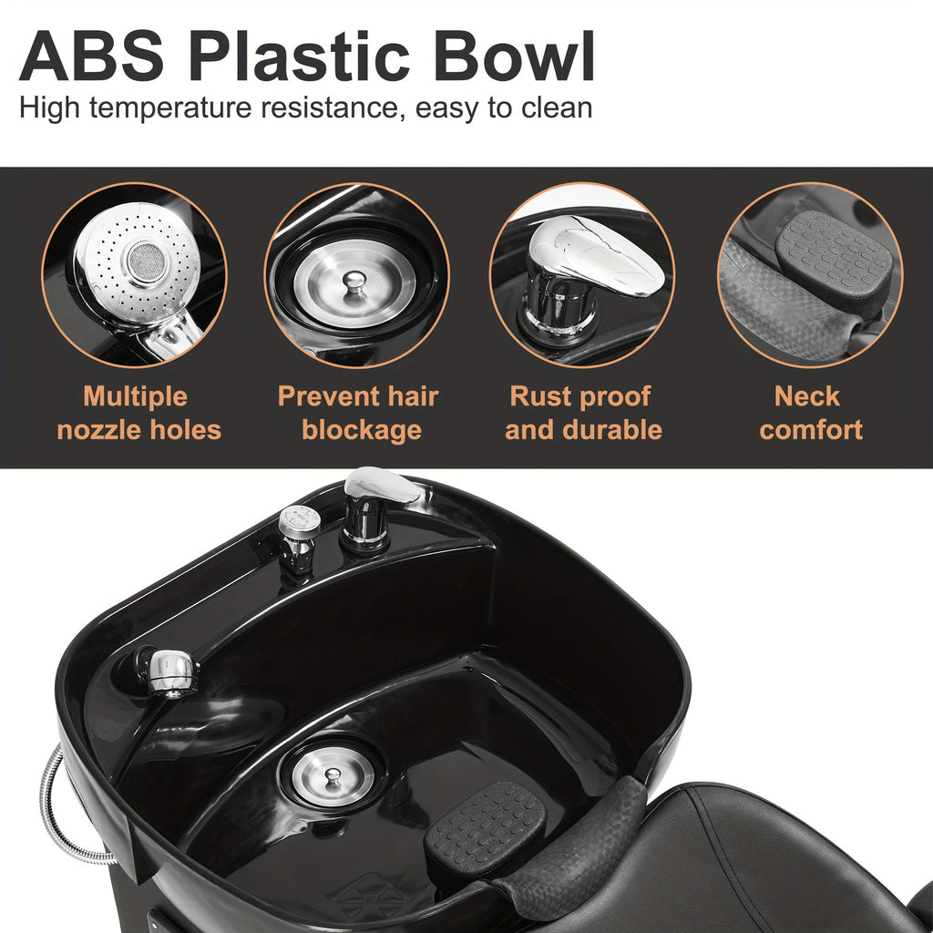 Backwash Barber Chair ABS Plastic Shampoo Bowl Sink Unit Station Spa Salon Equipment