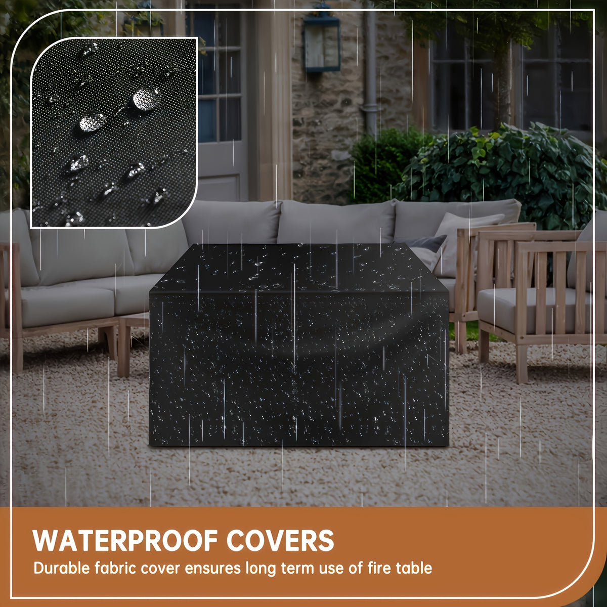 Nordivale 40"/44'' 50, 000 BTU Propane Fire Pit Outdoor - Rectangular Steel Gas Fire Table with Lid | Waterproof Cover Metal Black Firepit for Patio, Backyard, Deck (40", 44'', Black/Brown)
