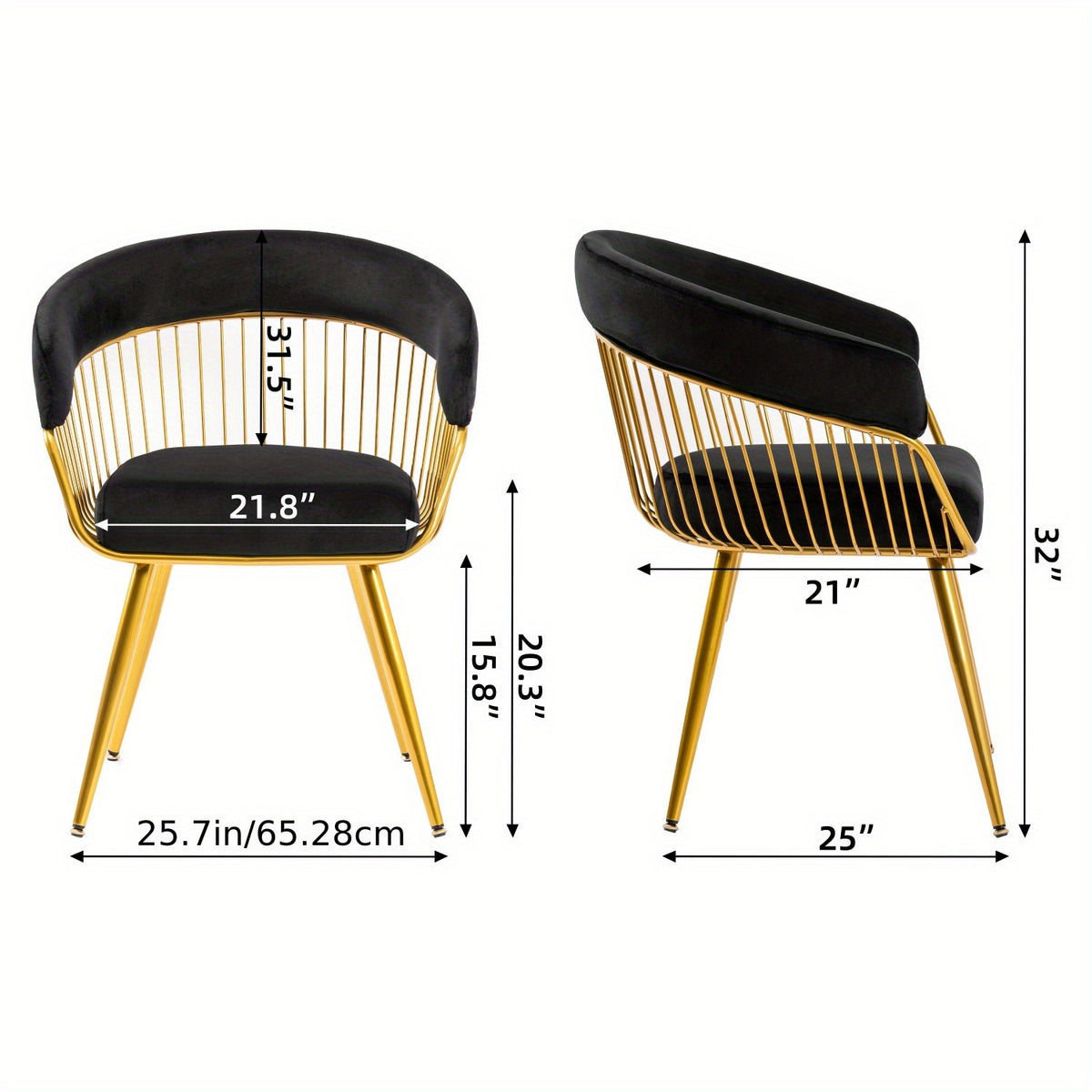 DYHOME 2pcs Modern Reception Chairs Visitor Chairs for Office, Living Room, Kitchen, Elegant Fabric Accent Chair with Comfortable Padded Back and Metal Legs