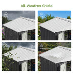 GUNJI 10 X10ft & 8 X 6ft 6 X 4ft & 5 X 3ft Storage Shed with Floor Frame, Metal Tools Shed with Design Of Lockable Doors, Utility And Tool Holder for Garden, Workshop, Backyard, Can Hold Various Tools