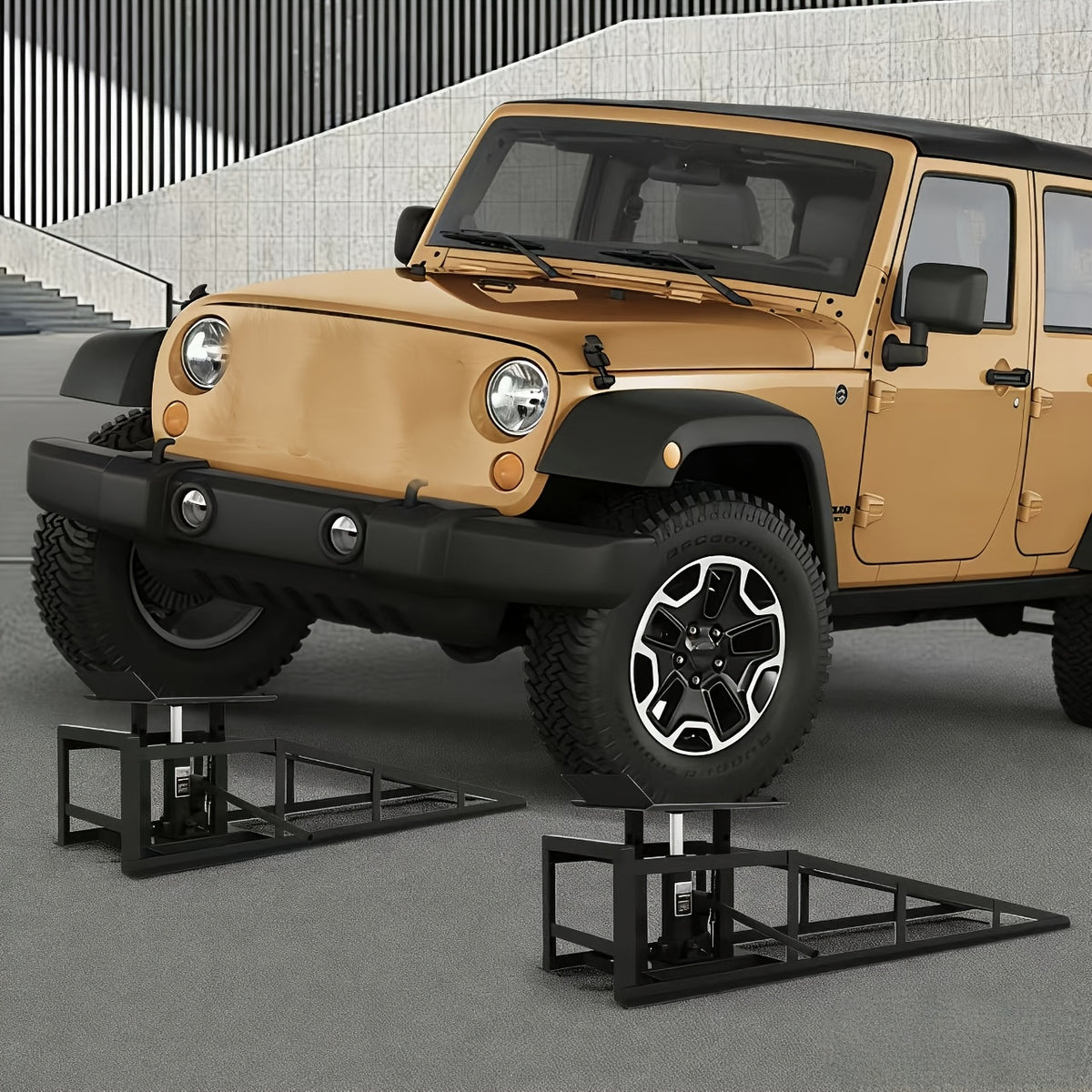 Car Ramps, 2pcs Hydraulic High-lift Service Vehicle Ramps, 5T (11050 Lbs), Car And Truck Wheel Ramps for Oil Change, with Supporting Crane, Suitable for DIY Shops And Car Beauty Shops