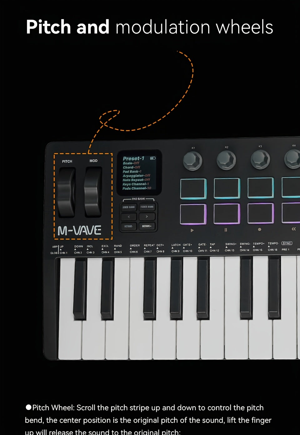 M-VAVE SMK37PRO Professional MIDI Keyboard, 37-Key Wireless Wireless Music Arrangement And Production Synthesizer