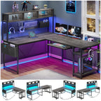 L-Shaped Gaming Desk, Reversible from a 67-Inch Corner Setup to a 94.5-Inch Two-Person Workstation