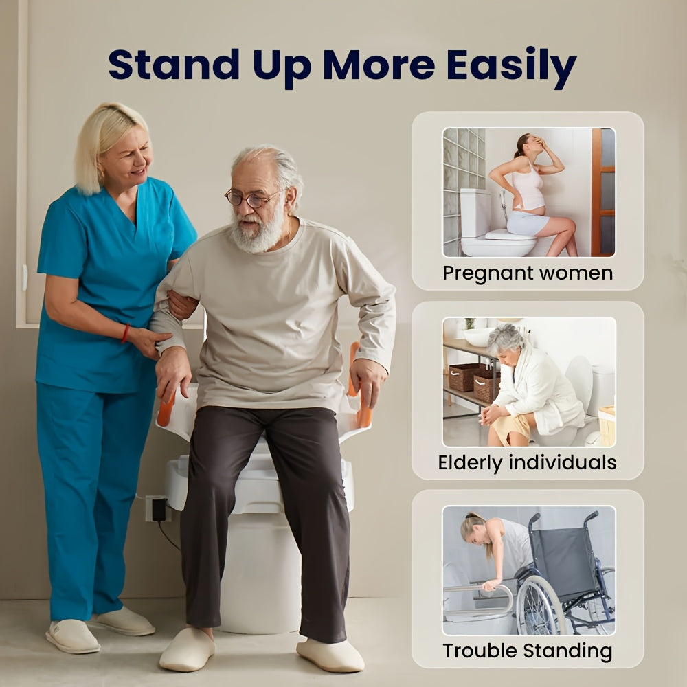 [For Elderly] Electric Raised Toilet Seat, Electric Toilet Seat Lift, Powered Toilet Seat Riser with Handles, Toilet Lift Seat for Elderly, Support Up to 330LBS