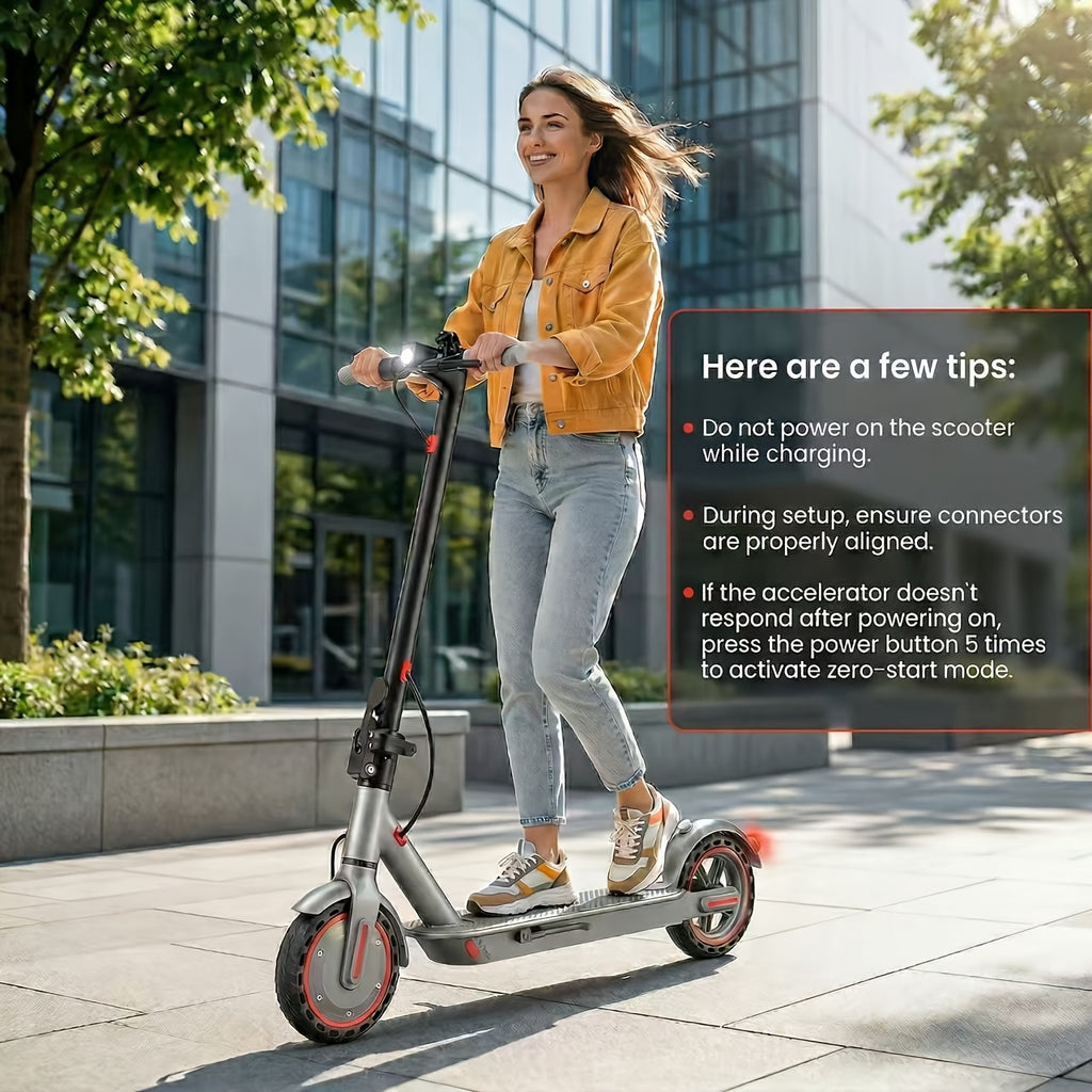 Electric Scooter with 350W Motor, 8.5" Solid Tires, Display, 3-Speed, Long Range 15 Miles, Foldable And Portable - Scooter for Urban Commuting, Suitable for Adults, Gift for Family And Friends