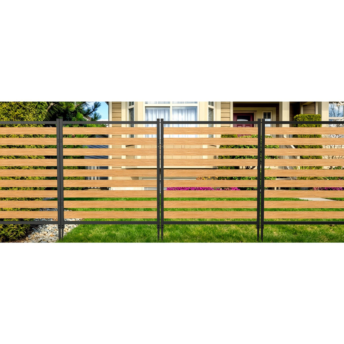 Metal Air Conditioner Fence 2 Panels - 40.27' W x 54.6' H Outdoor Privacy Screen, No Dig Wooden Privacy Screen for AC Unit, Trash Can, Pool Equipment, Yard Garden