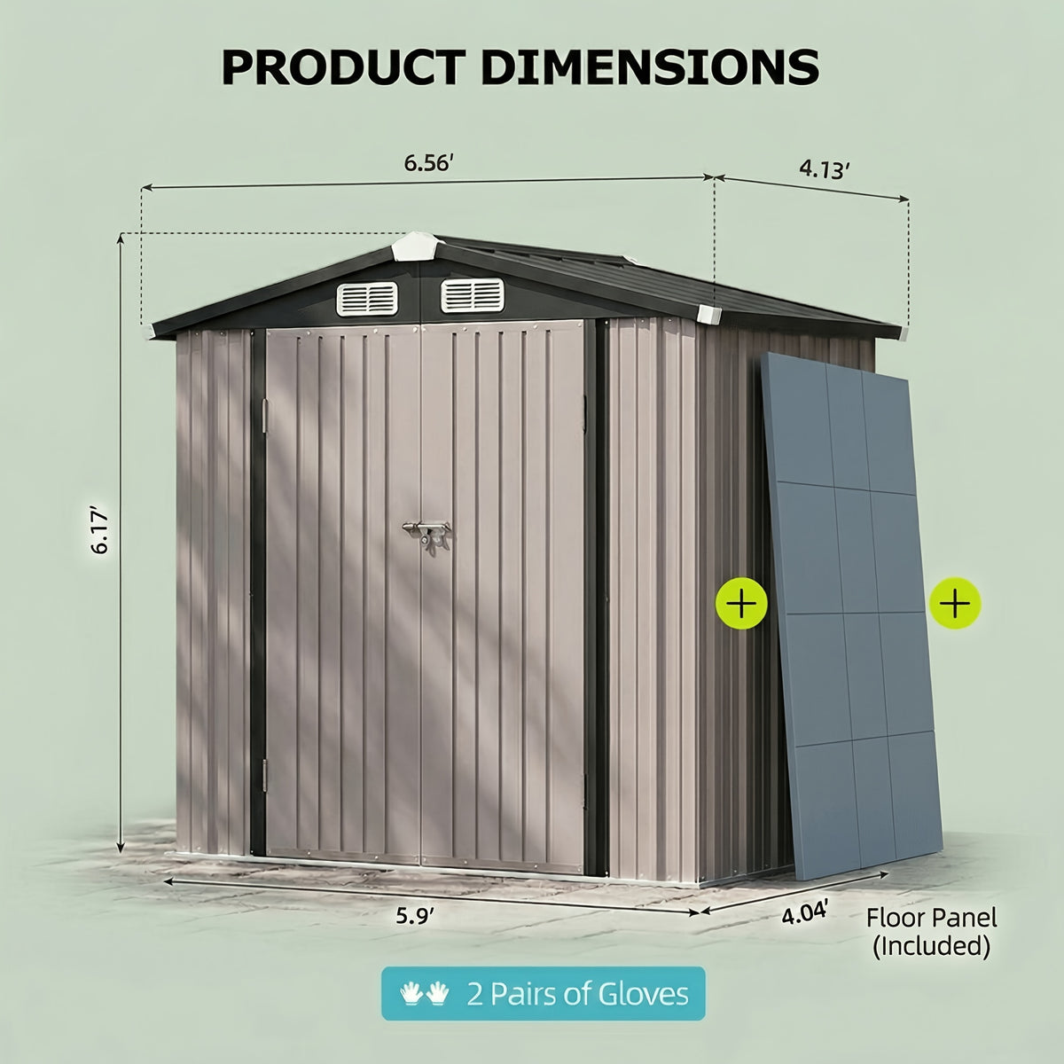 Outdoor Storage Shed in Brown, Galvanized Metal Organizer with Lockable Double Doors and Five Configuration Options