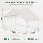 Large Walk-in Metal Chicken Coop with Chicken Run & Hardware Cloth, Solar Light, UV-Resistant Cover, Outdoor Poultry Cage for Farm Use