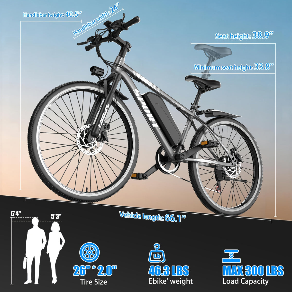 26-inch 749W Electric Mountain Bike for Adults, 48V 10.4AH Removable Battery with LCD Display, 27.9MPH, 300 Lbs Capacity - Ideal for Commuting & Off-Road Riding, Mountain Bike Gear, Adventure Cycling