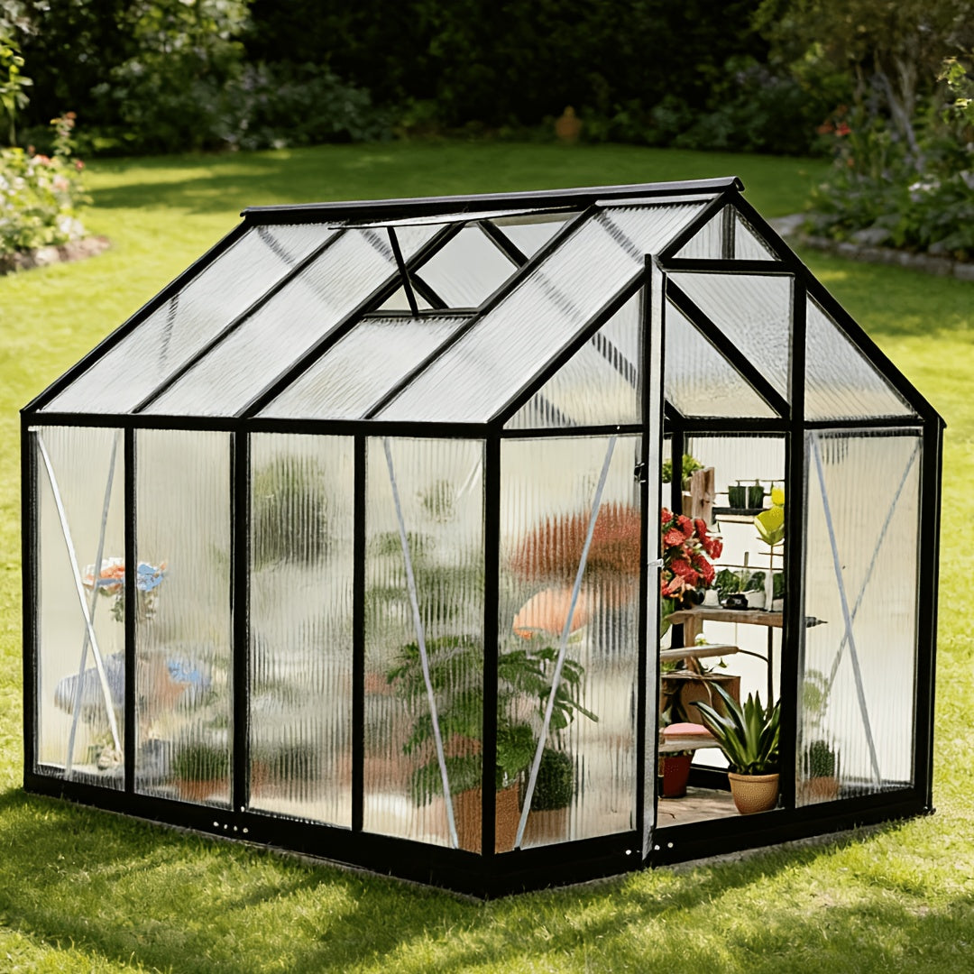 [Polycarbonate Greenhouse] 10X12 FT Greenhouse, Greenhouses For Outside, Polycarbonate Greenhouse With Aluminum Frame, Lockable Door And Ajustable Roof Vent For Backyard, Green Houses For Outside Garden Backyard, Patio, Garden Houses