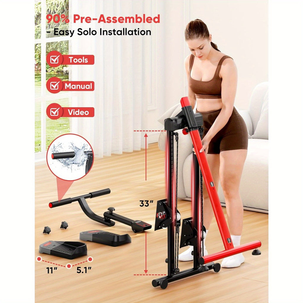 Adjustable Stair Stepper for Home with 3 Workout Modes, Folding Stair Climber with Ski Simulation & Oversized Pedals, 660LBS Capacity Step Machine with Handlebar, 90% Pre-Assembled Fitness Equipment, Without Battery