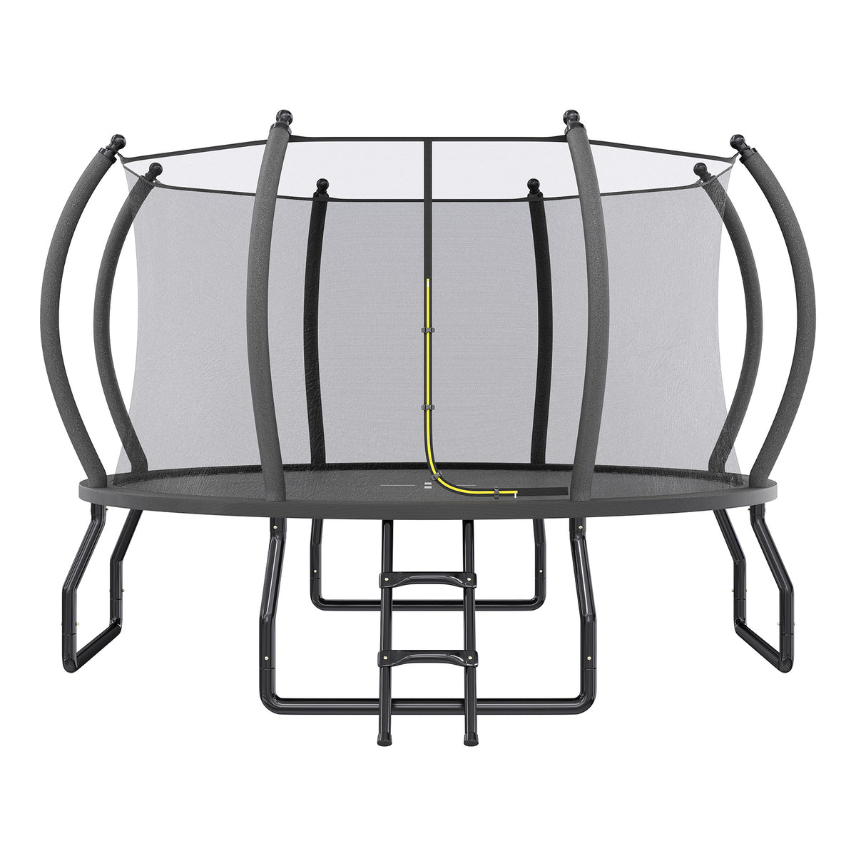 Indoor Outdoor Trampoline for Teenagers, 8ft/10ft/12ft/14ft/15ft/16ft with Safety Enclosure Net, Pop-up Quick Connector Frame, Basketball Hoop Optional, Includes Ladder, Blue/Black Backyard Jumping Trampoline