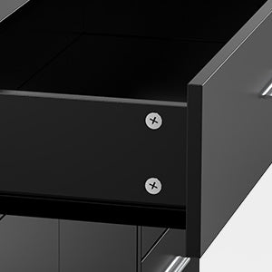 OmySalon Wall Mount Salon Station with Mirror, Hair Styling Barber Station, Beauty Salon Spa Equipment with 1 Drawer, 1 Storage Cabinet, 2 Hair Dryer Holders, Black
