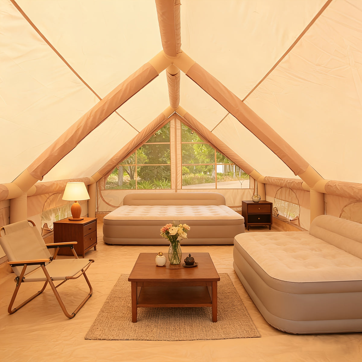 6.3/12 Square Meter Luxury Inflatable Tent, 4-6/8-10 Person All-Season Tent, Easy to Set Up