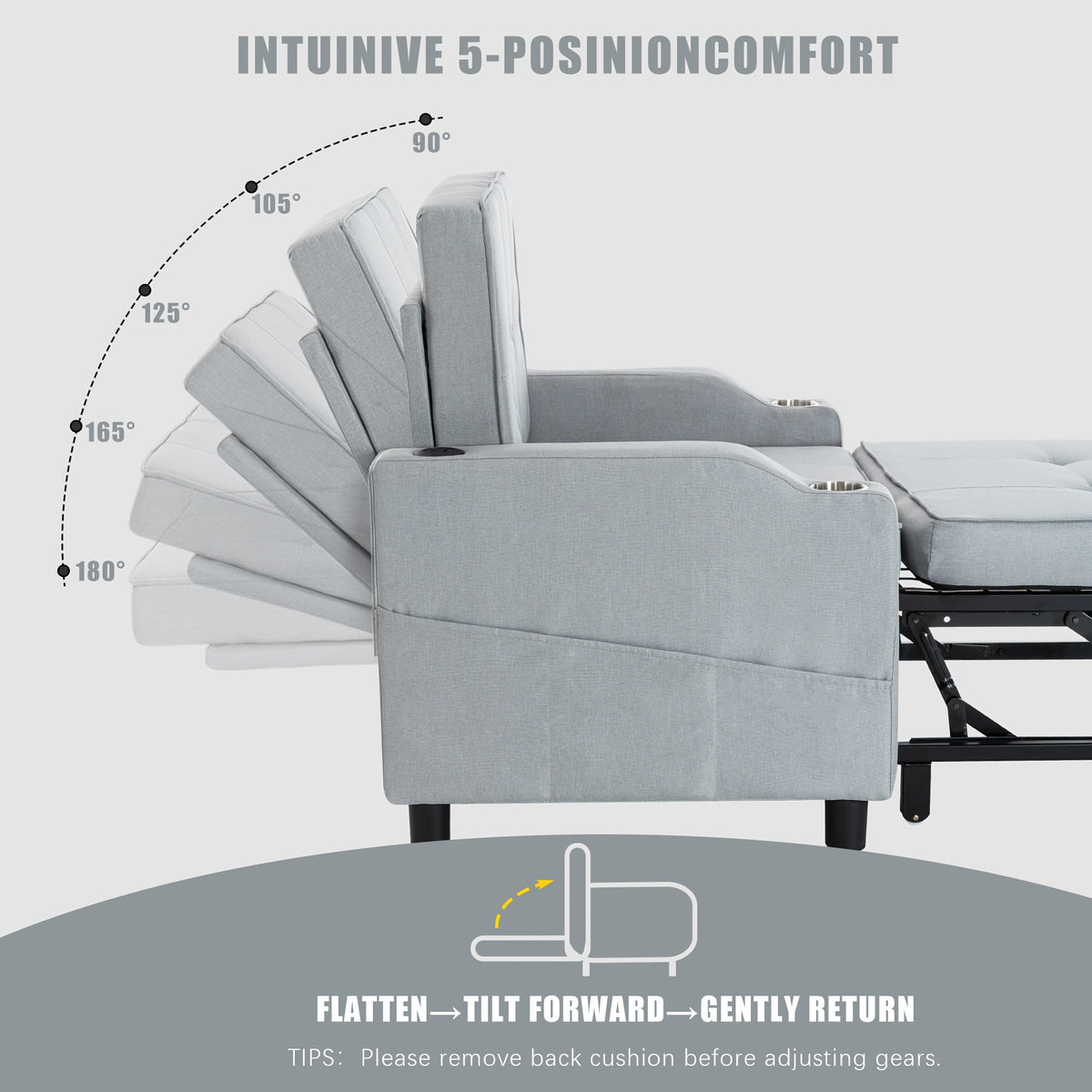 3-in-1 Folding Sofa Bed - Convertible Sleeper Chair to Bed, Space-Saving Modern Furniture for Small Apartments, Dorms, Offices