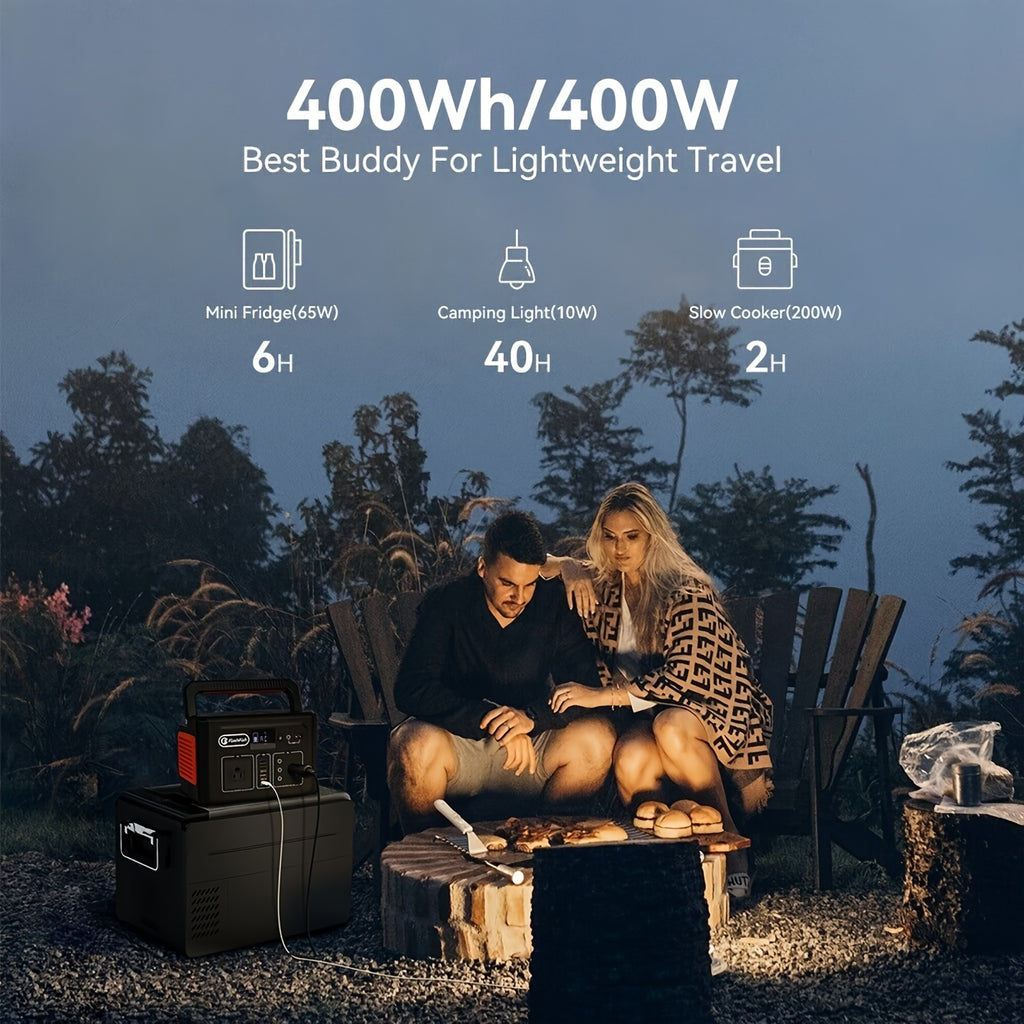 400W Portable Solar Power Station with 100W Foldable Solar Panel - 400Wh Lithium Battery Box with 400W 110V AC Outlets/DC/USB, with 60/100W Solar Panel Foldable, Ideal Off-Grid Power Supply Battery Power Bank for Home Emergency & Outdoor Camping