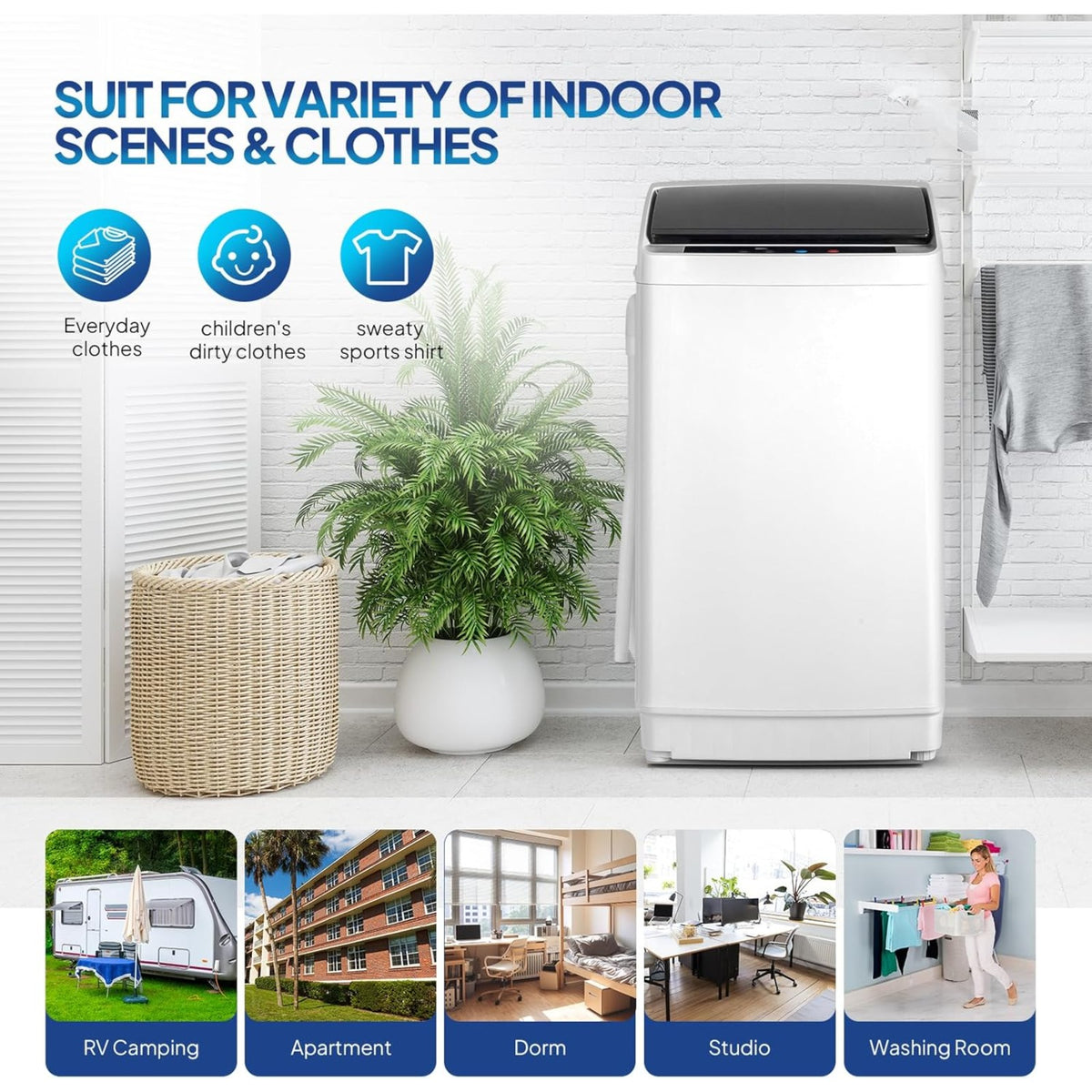 17.8/25 pounds (approximately 8 kilograms) portable washing machine, fully automatic washing machine, equipped with stainless steel tub and drainage pump - 110-volt compact washing machine, suitable for apartments, dormitories, campers, camping, small hou