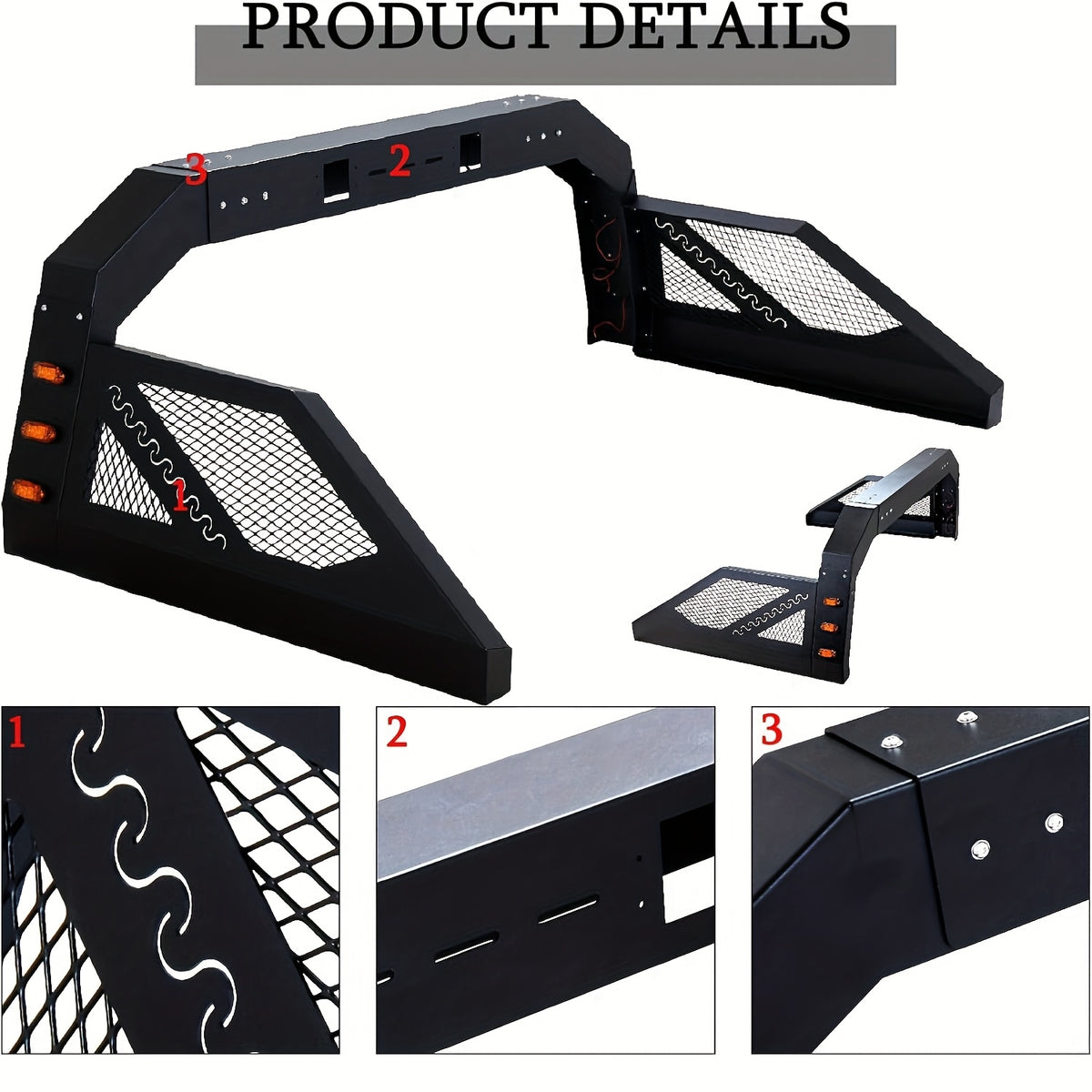 Truck Roll Bar Chase Rack Adjustable, Universal Fit for Pickup Trucks Extendable Chase Rack Sports Bar