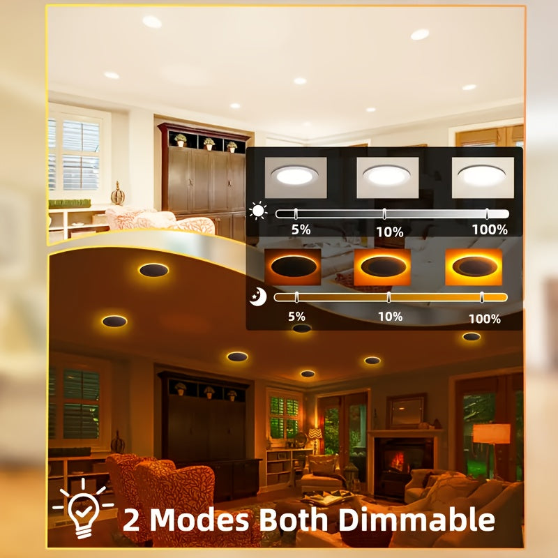 6/12/24-Pack 6-Inch 5CCT Recessed Night Lights (2200K), 6-Inch Canless LED Recessed Lights, 2700K-5000K Optional, 12W=130W, 1050LM Dimmable, ETL Certified