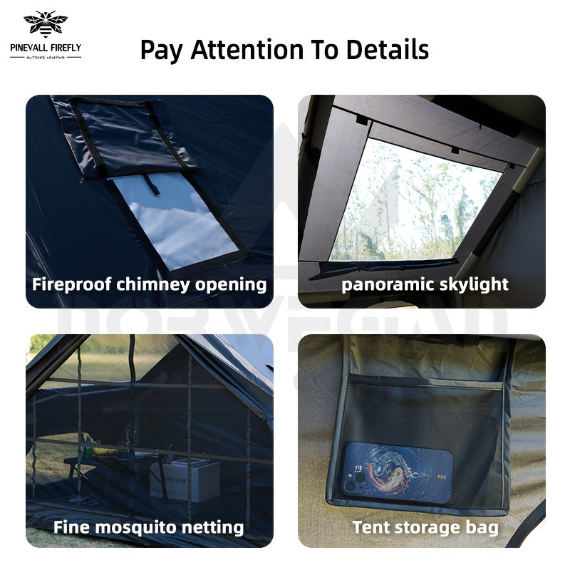 4-6 Person Inflatable Camping Tent - Easy-To-Set-Up Family Outdoor Tent with Sunshade, Windproof, Heat Insulation, And Mosquito Protection. High-Quality Design, Suitable for All Seasons, Includes Storage Bag, Air Conditioning Vent, And Chimney