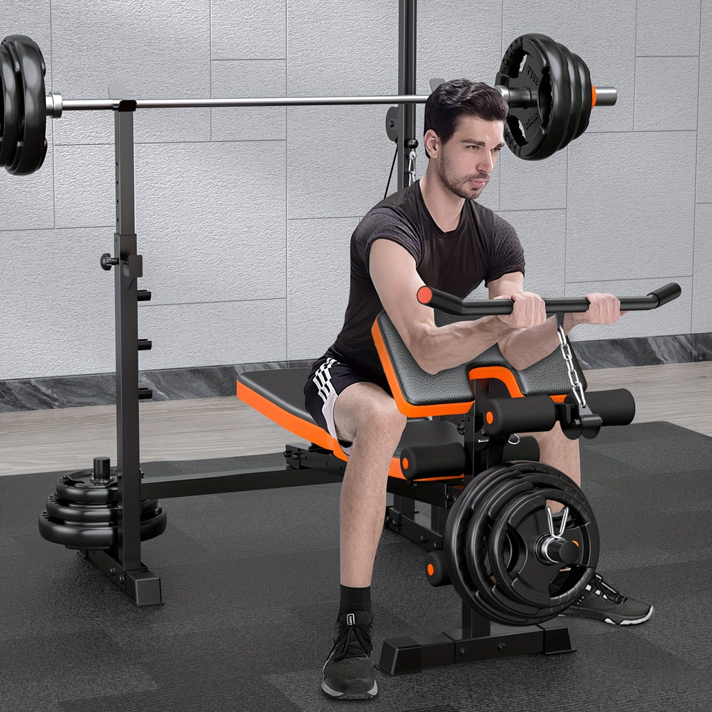 16-In-1 Adjustable And Multifunctional Weight Bench Set, 880Lbs Heavy Duty Strength Training Bench with Leg Developer, Barbell Rack, Preacher Curl Pad And Lat Pulldown for Full Body Workout at Home