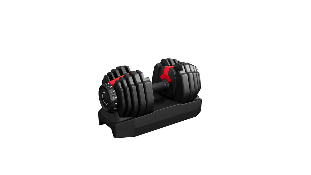 Costoffs 15-in-1 Quick-adjust Dumbbell, 1-sec Adjustable Weights From 5LBS To 52.5LBS, Space-saving Design For Home Gym, Black&Red