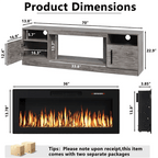 70“ Fireplace TV Stand with 36" Electric Fireplace Up to 80" TVs, Led Entertainment Center with High Glossy Doors, Modern Wood Media TV Console for Living Room