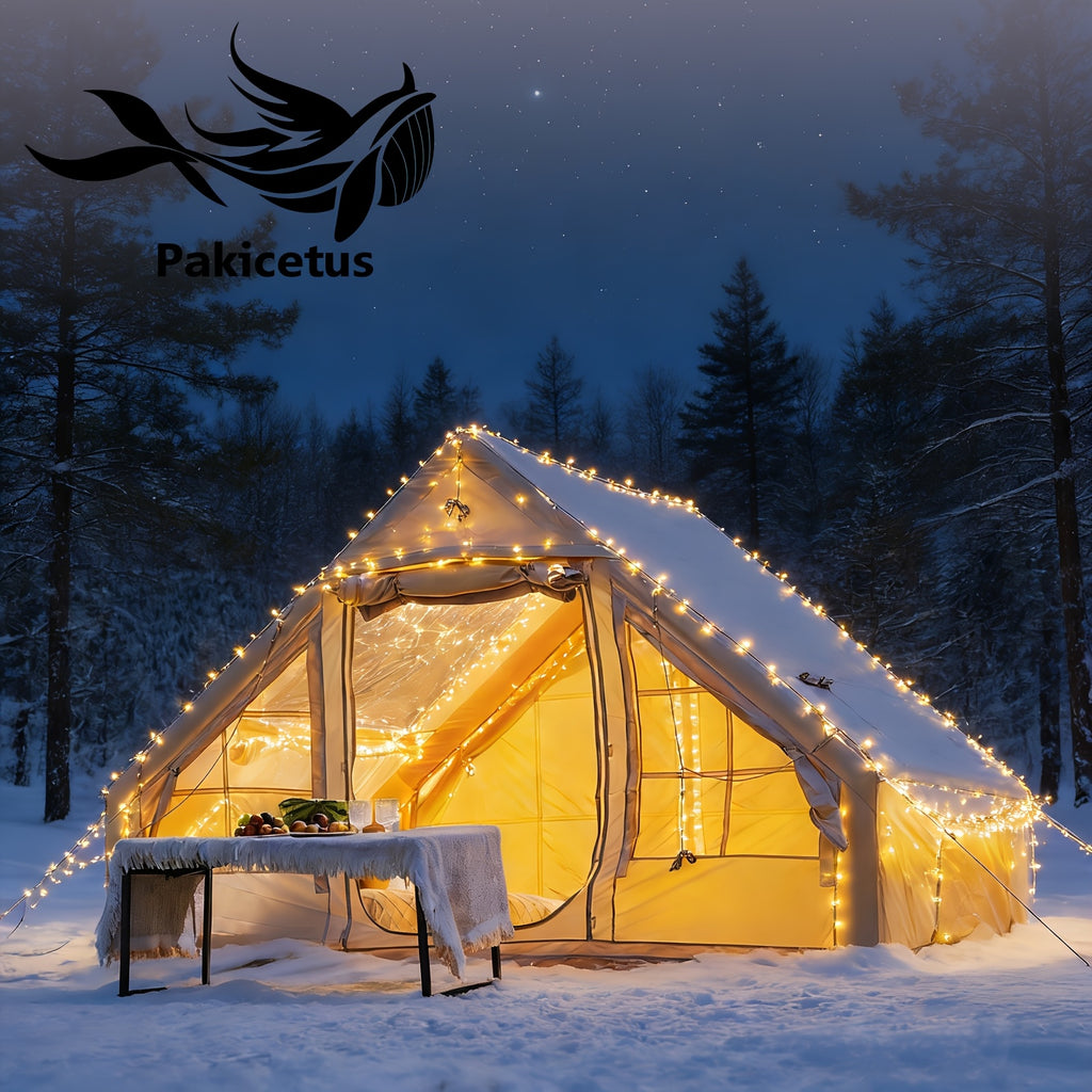 PAKICETUS Quick Setup Inflatable Camping Tent for 4-6 Person Family, Summer Glamping Inflatable House with Breathable Mesh And Quick Air-Flow, Suitable for All Seasons, Outdoor Camping, Hiking, And Backpacking