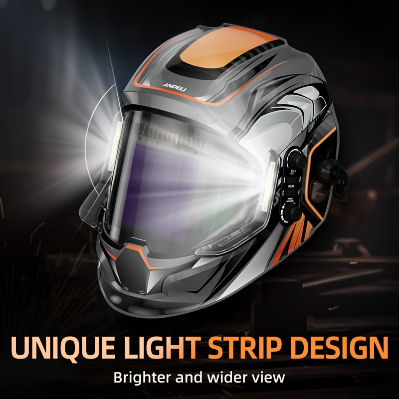 ANDELI Welding Helmet with True Color Automatic Dimming, 180° View Measuring 3.94" X 3.74", Featuring 4 Arc Sensors And a Wide Coverage Range of 4/5-8/9-13, Suitable for TIG, MIG, And STICK Welding