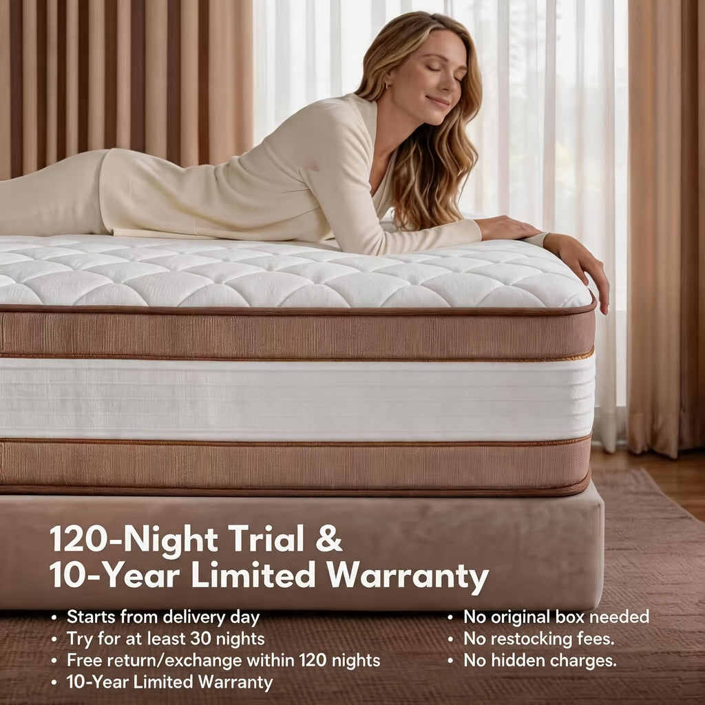 Queen Size 12/14 Inch Mixed Mattress Box - Memory And Spring Bed with Sports Isolation, Medium Hardness, Allergy Resistant Mattress Box Design, No Bedbox/Base Required, Easy to Install (Suitable for Full/Queen/King Sizes)