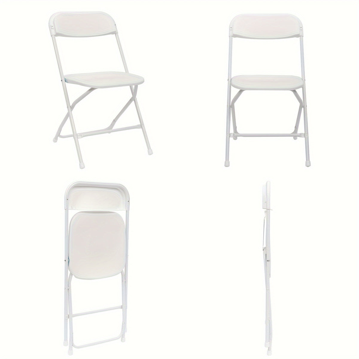 Set of 10 Classic Plastic Folding Chairs for The Garden in White And Black