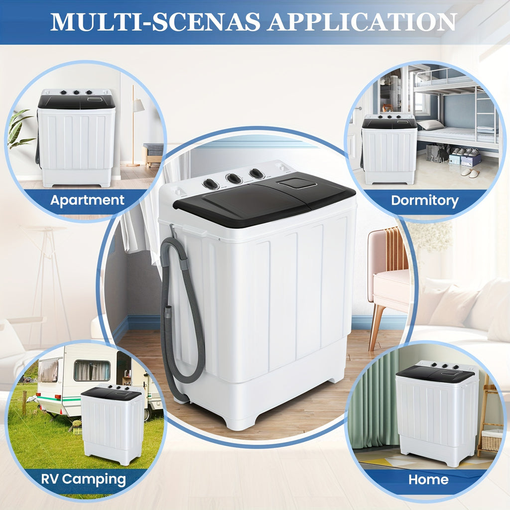 HOMDOX 30Lbs Portable Washing Machine, Twin Tub Laundry 2-In-1 Compact Washer Spinner Combo with 19Lbs Washer And 11Lbs Spinner Dryer for Apartments, Rvs, Dorms, Suitable for Family And Travel, Mother'S Day Gift, Father'S Day Gift
