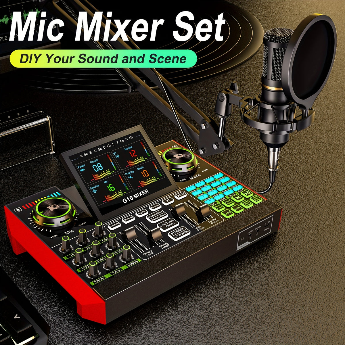 Podcast Equipment Bundle, Recording Studio Package with Voice Changer, Live Sound Card - Audio Interface for Laptop Computer Vlog Living Broadcast Live Streaming Plug And Play PC Computer Kit with Professional Chipset For, Gaming, Singing