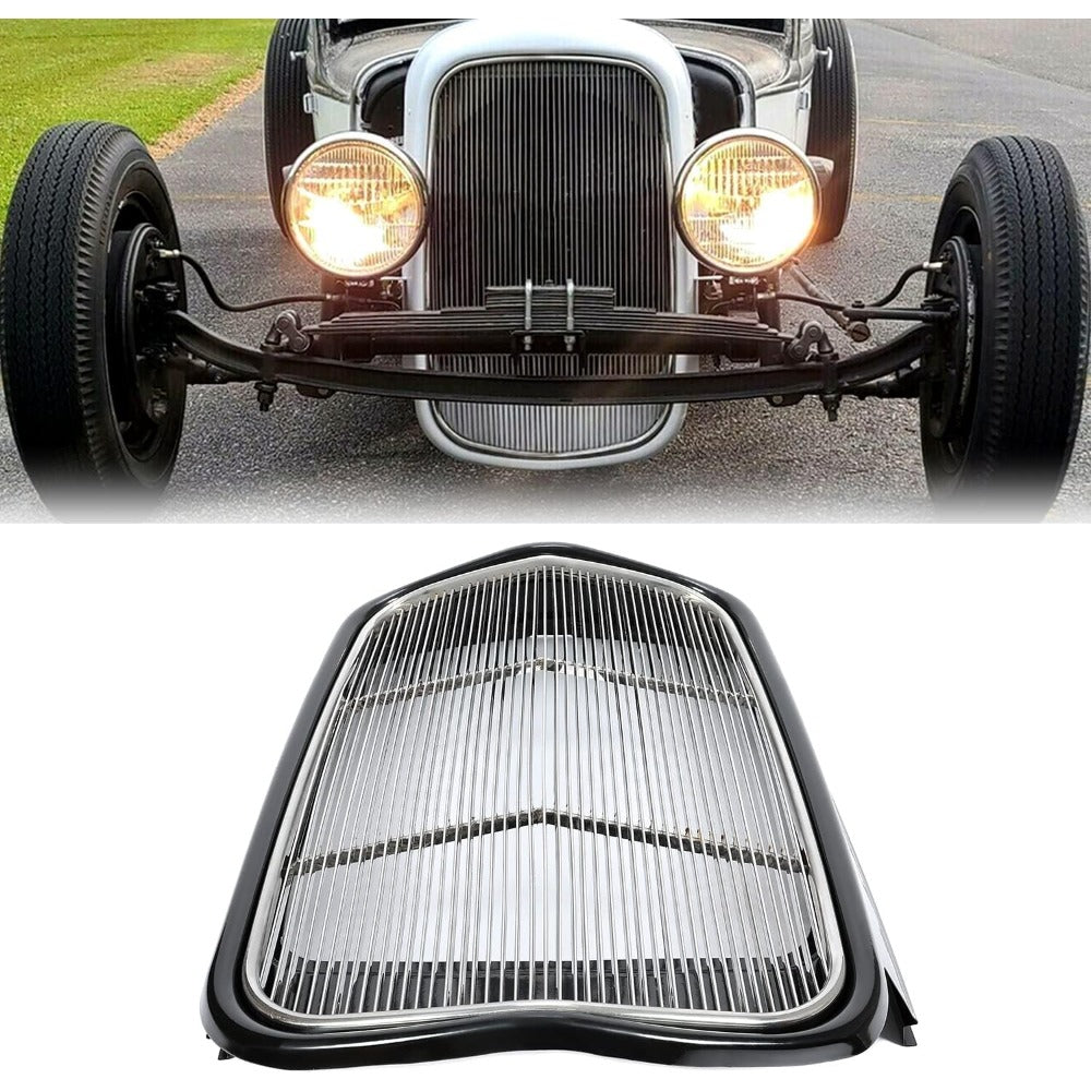 Front Grille Shell Insert Compatible with Ford 1932 Models Model B/BB / 18 Polished Stainless Steel (Without Crank Hole)