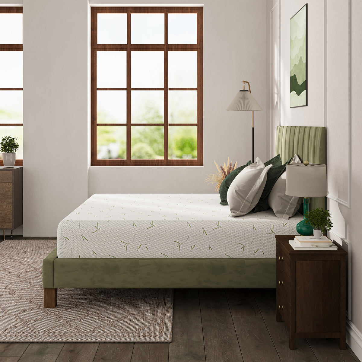 Dyonery 6/8/10 lnch Memory Foam Mattress, Green Tea Gel Infused Mattress in a Box, Breathable Bamboo Cover, Twin Full Queen King Size