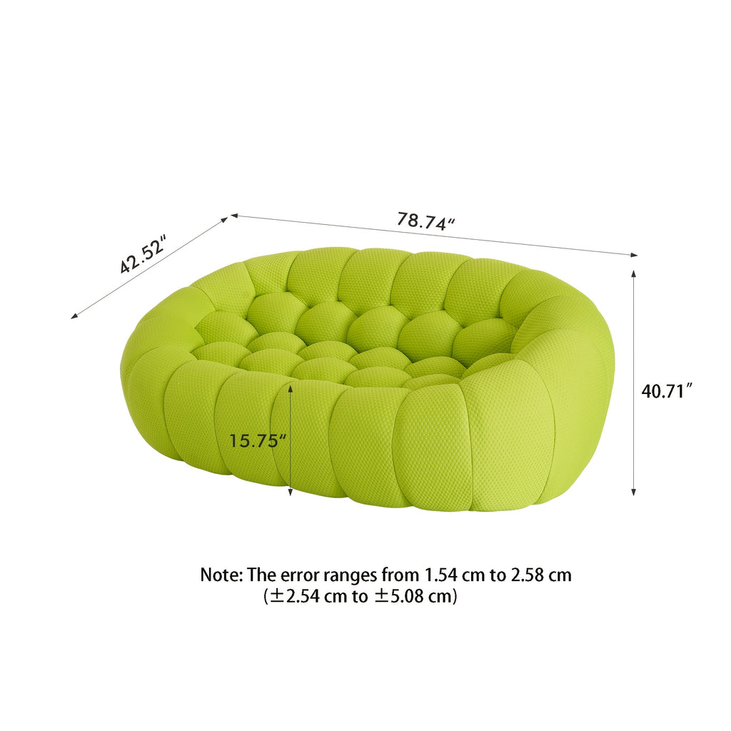 100.03'' Modern Upholstered Curved Sofa, 3 Seater Mesh Fabric Floor Sofa, 3D Honeycomb Shape Curved Couch for Living Room