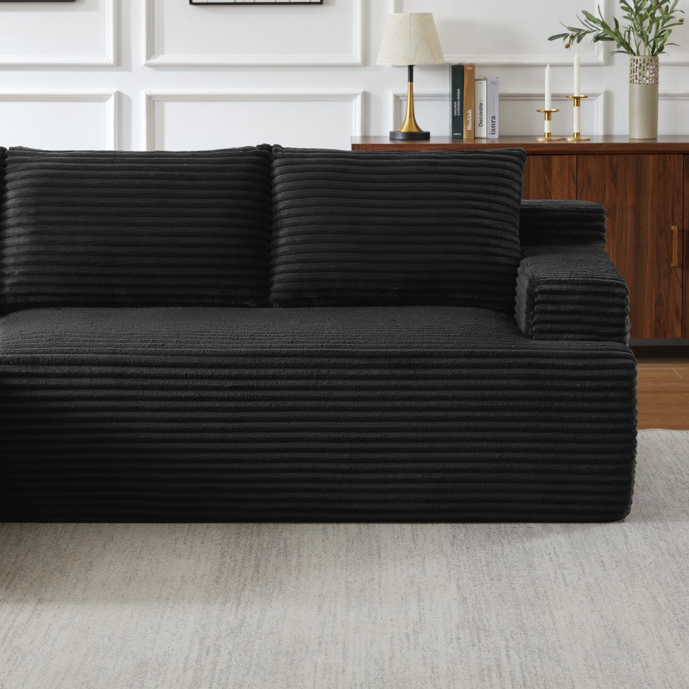 96.1"Cloud Sectional Boneless Couches For Living Room, Modular L Shaped Couch With Deep Seat Oversized Right Facing Chaise, Memory Foam Compressed Spineless 3 Seater Sofa For Apartment, Black | No Assembly Required, Deep Seat, Cat-Claw Resistant