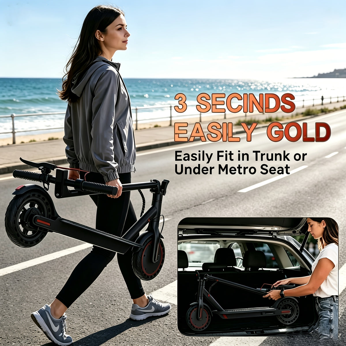 Foldable Commuter Electric Scooter, Supports Phone Control, 8.5-inch Tires, 350W Motor, 7.8Ah Battery, Top Speed 19 Mph, Average Range 17 Miles, Lightweight Commuting Scooter, Suitable for Adults and Teenagers
