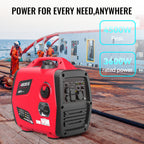 Portable Inverter Generator, Ultra Quiet, CO Alarm, Peak 2500W Rated 1900W, Peak 3200W Rated 2600W, Peak 3600W Rated 3000W, Peak 4000W Rated 3200W, Peak 4500W Rated 3600W, Ideal for Yard, Lawn, Garden, Camping, RV, Home Backup Power