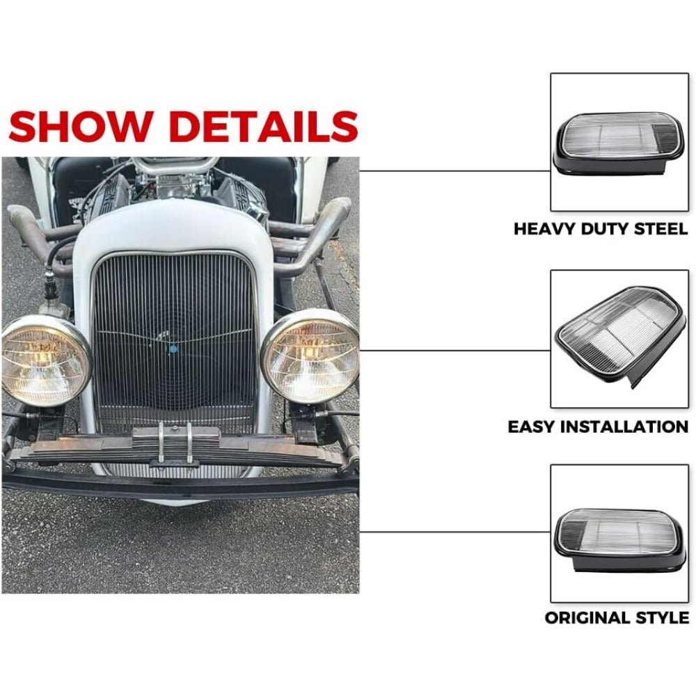 Front Grille Shell Insert Compatible with Ford 1932 Models Model B/BB / 18 Polished Stainless Steel (Without Crank Hole)