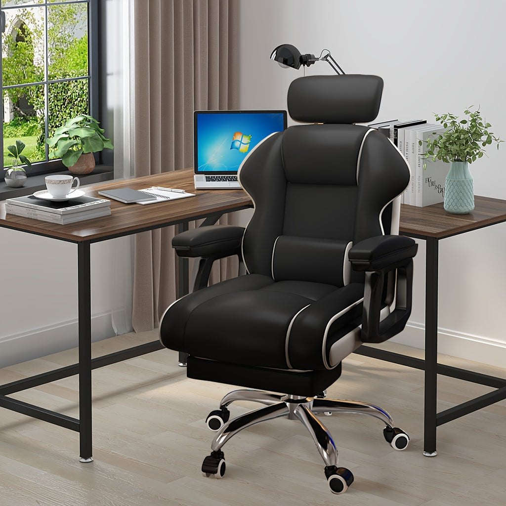 Ergonomic Adjustable Height Chairs with Cushions Armrest for Long Time Seating-High Office Chair with Footrest