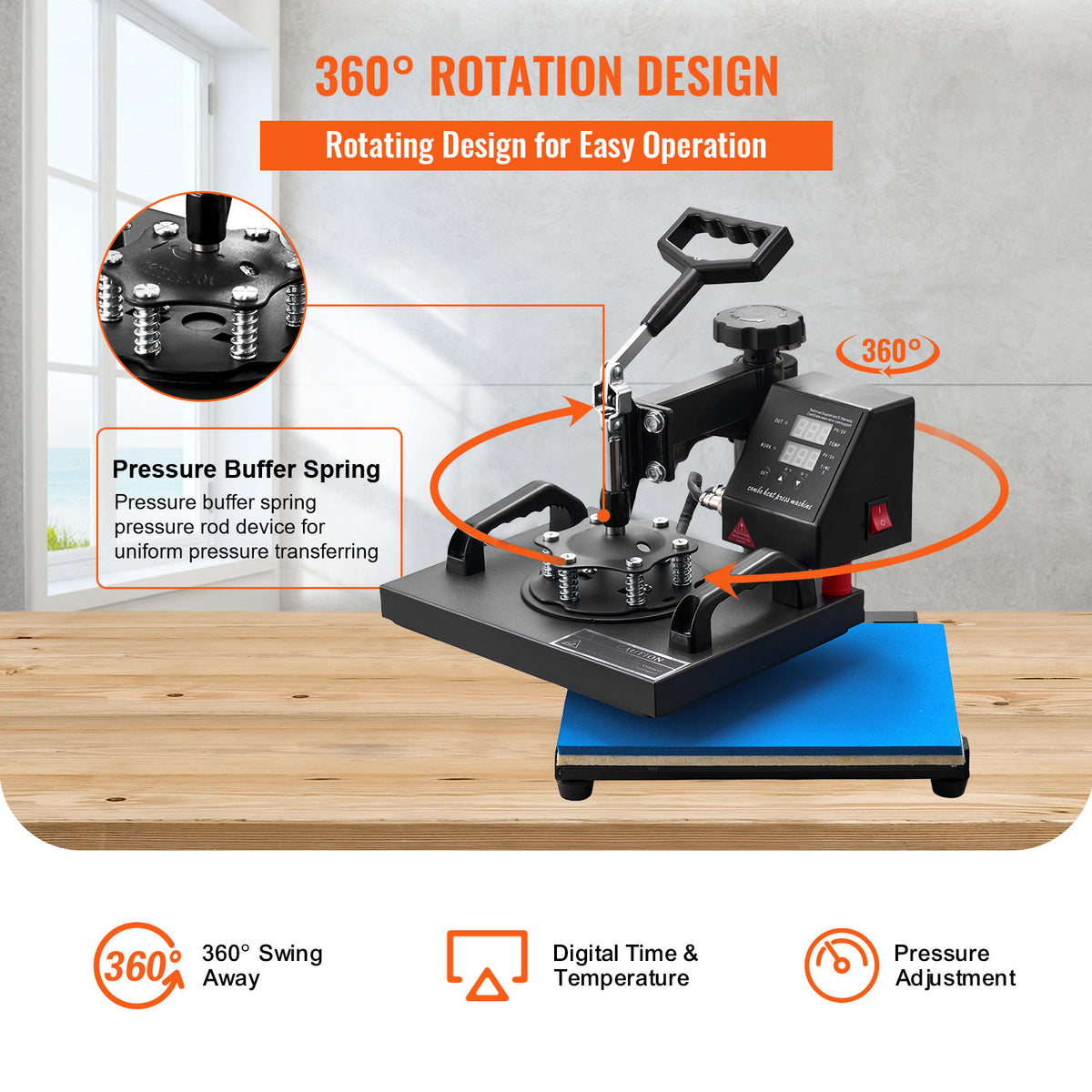 VEVOR Heat Press, 12x10Inch T-Shirt Press Machine, T-shirt Press Heat Press 30x23cm Printing Machine Heat Transfer Sublimation Machine for T-shirts
