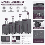 4-Piece Softside Expandable Luggage Set with Spinner Wheels, Lightweight Travel Suitcases with Telescopic Handle, Nested Storage Design