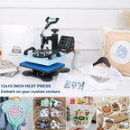 Heat Press Machine For T Shirts, Canvas Bags, 12"x10" Sublimation Shirt Heat Press Machines, 360° Swing Away Sublimation Transfer Printer Fast Heat-up, Digital Precise Temperature Control With Bell Alarm, Ovar Temp Warning
