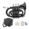 WUQIMUSC Bb Pocket Trumpet Nickel Plated, Brass Beginner Trumpet with 7C Mouthpiece, Case, Cleaning Kit & Gloves Musical Instruments Gift
