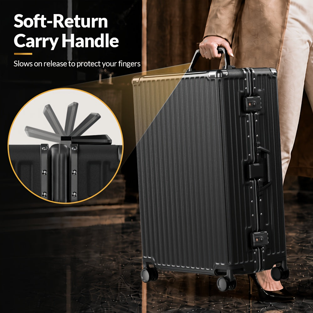 Zipperless Luggage with Spinner Wheels TSA Approved Large No Zipper Aluminum Frame Luggage PC+ABS Hard Travel Suitcase 28inch Checked Hard Shell Suitcases Or Luggage Set 2pcs (20inch Carry On+28inch Checked)