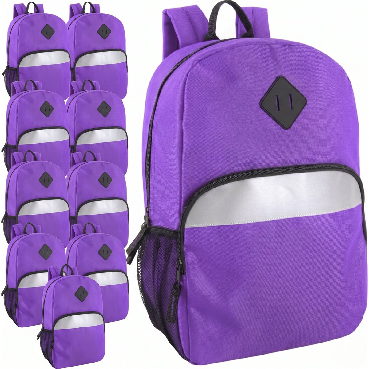 Trailmaker (24 Pack) 17" Backpack – Reflective School Backpack with Padded Straps, Water Bottle Pockets for Kids & Adults, School Travel Camp