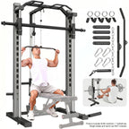 Power Cage, Multi-Functional Power Racks for Home Gym with Dual Pulley Systems, 2000 LBS Weight Capacity Fitness Squat Rack for Strength Workout with More Training Attachment Optional Weight Bench Weight Plates and Barbells Not Included
