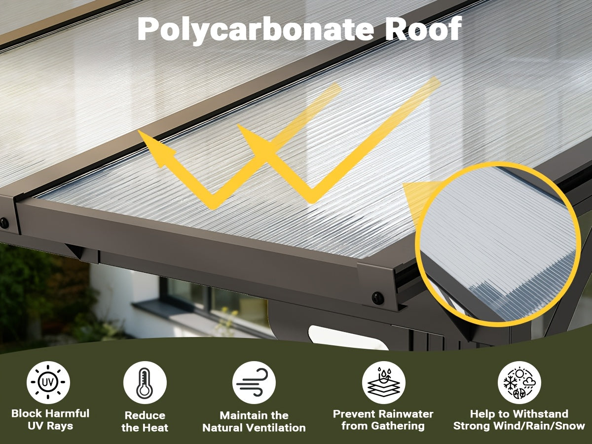 Wall-Mounted Pergola by VIWAT — Modular Splicable Design and Sloped Panel Roof for Patios and Decks, Gray